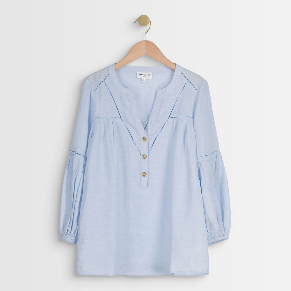 Tevi sky blue linen blouse ciel.
