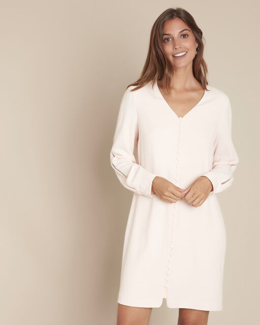 Isaure pink dress with covered buttons (1) - Maison 123