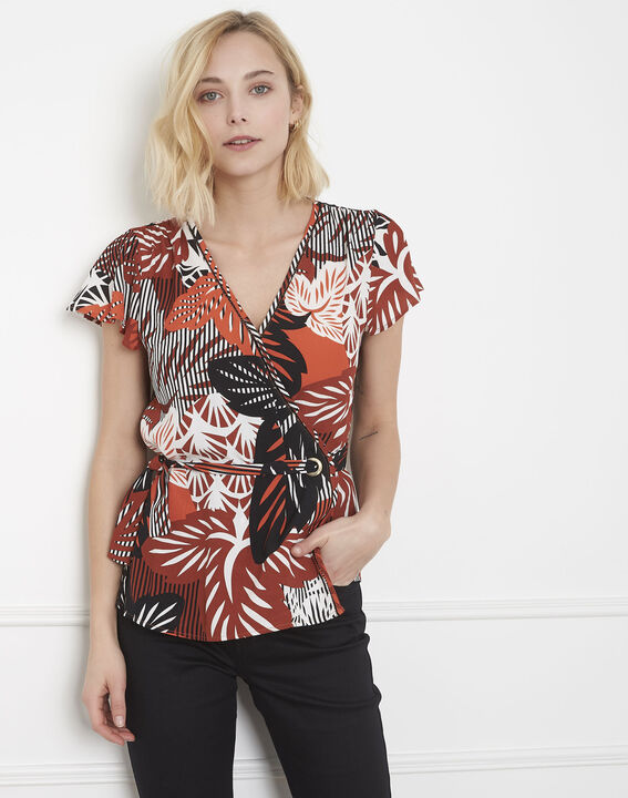 Verano mahogany printed wrap blouse | 1-2-3 Verano mahogany printed wrap blouse PhotoZ | 1-2-3