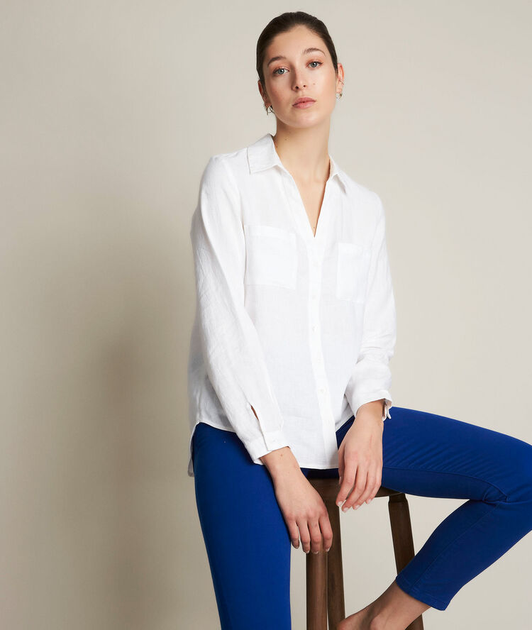 Evolie white linen shirt white.