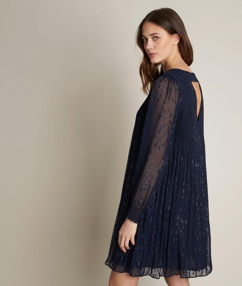 Coralia pleated lurex dress violet.