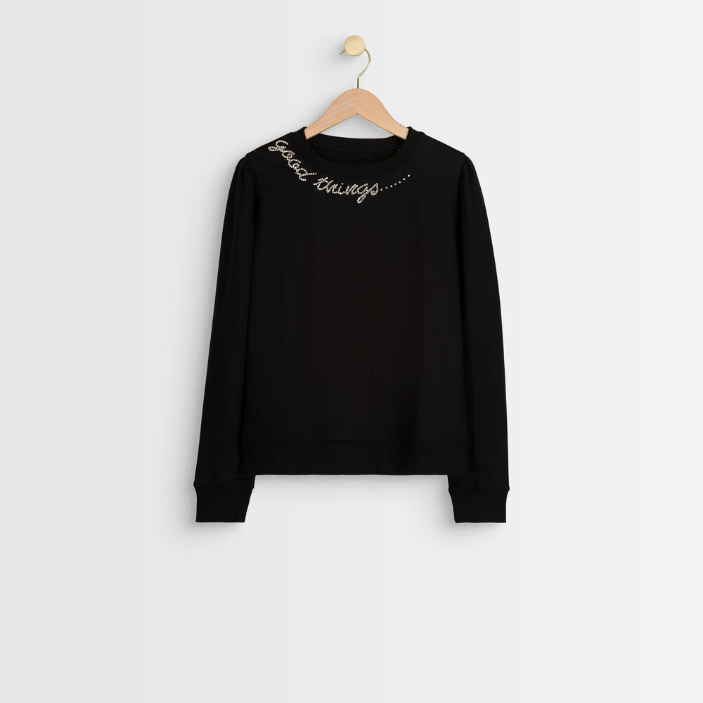 Diamant rhinestone embroidered pullover noir.