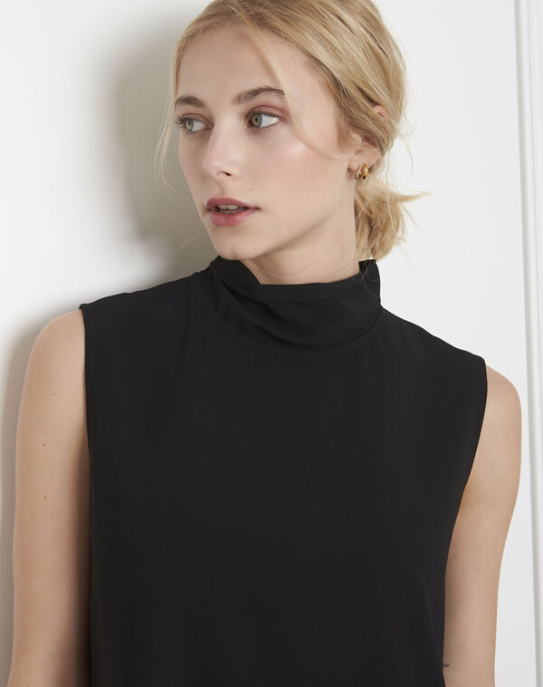 Chimene black scarf-neck top black.