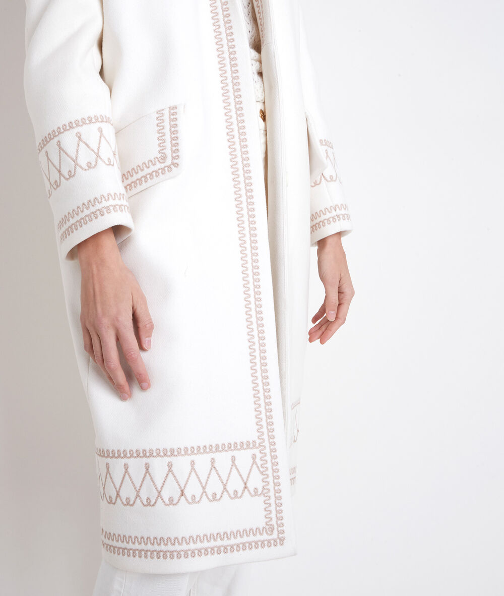 Oxana ecru embroidered coat ecru.