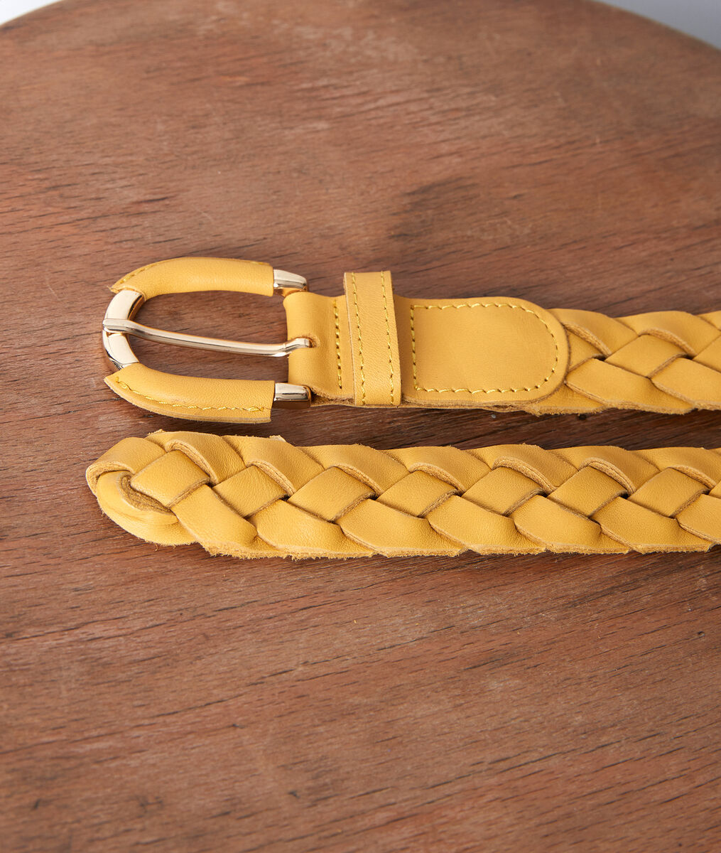 Swan yellow leather braid belt | 1-2-3 Swan yellow leather braid belt PhotoZ | 1-2-3
