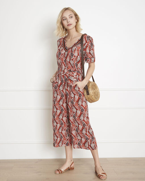 Lucy mahogany printed cropped jumpsuit terracotta.