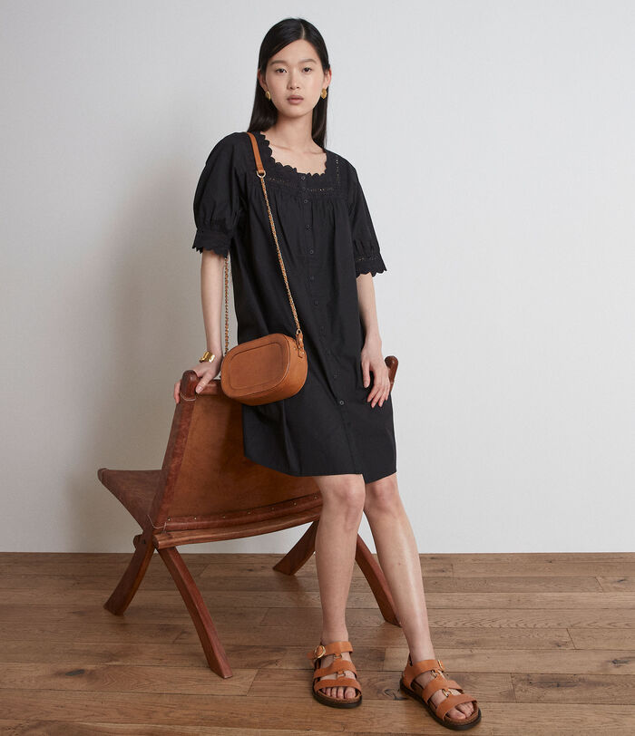 Gamila black short cotton dress PhotoZ | 1-2-3
