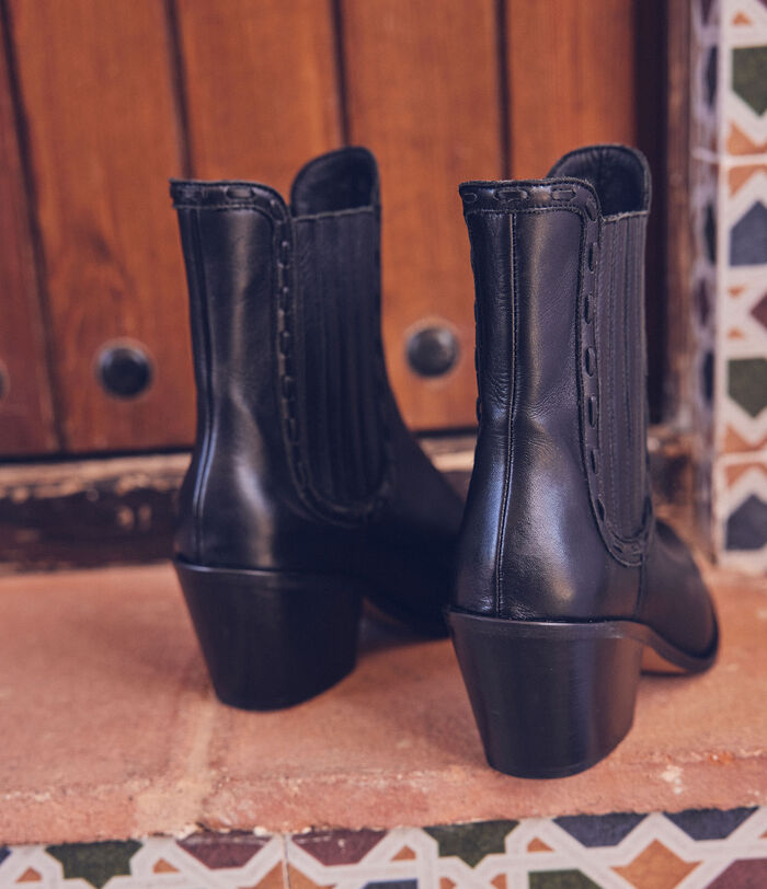 Boots santiags courtes en cuir noir Nadie PhotoZ | 1-2-3