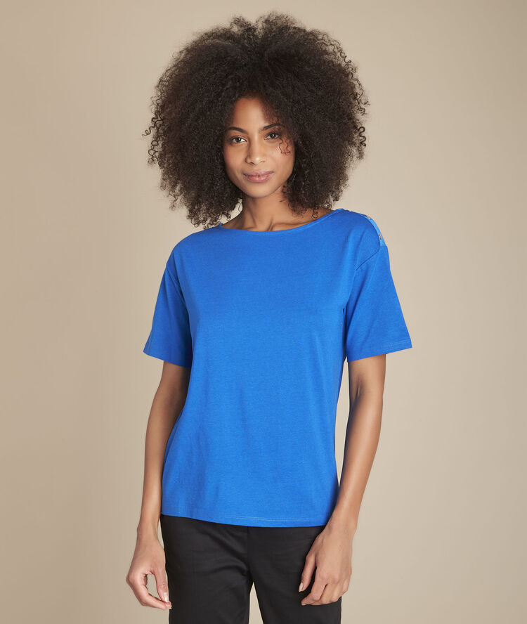 Calvi blue boat neck t-shirt blue.