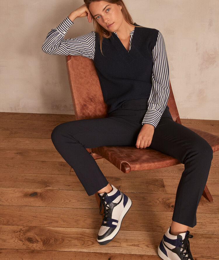 Valero navy microfibre cigarette trousers navy blue.