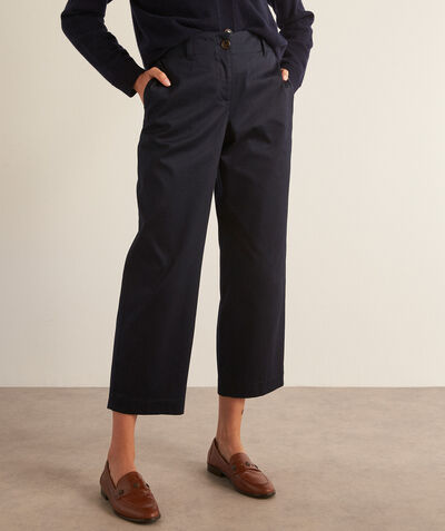 Tresor navy blue cotton straight-leg cropped trousers PhotoZ | 1-2-3