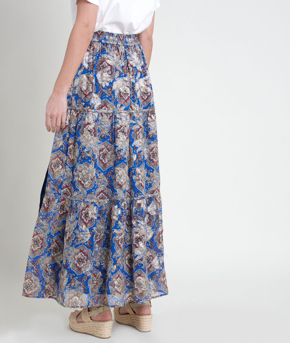 Esma printed lurex maxi skirt myosotis.