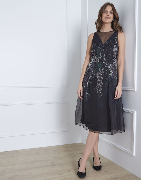 Hugoline watercolour print dark green dress | 1-2-3 Hugoline watercolour print dark green dress PhotoZ | 1-2-3