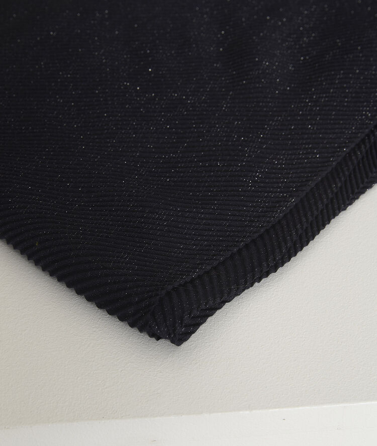 Greta pleated lurex scarf navy blue.