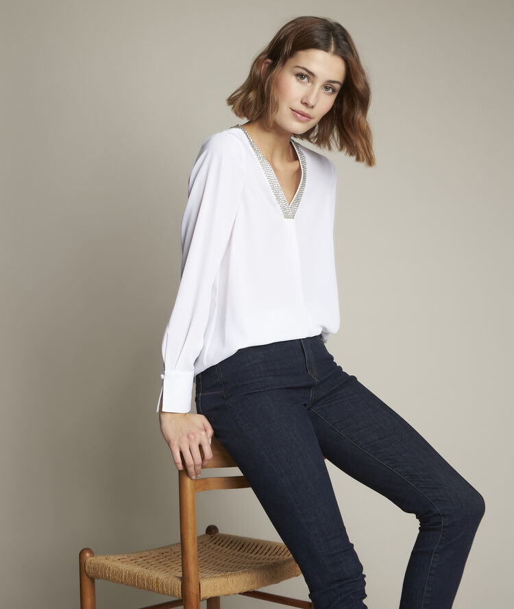 Edana white blouse in recycled polyester white.