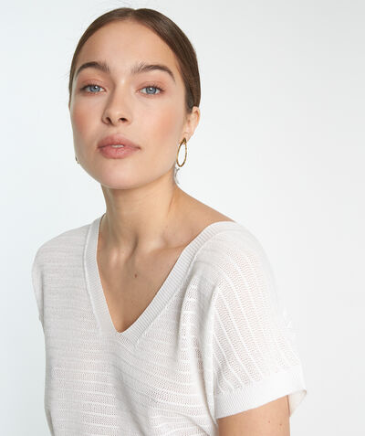 Paline white V-neck jumper with short sleeves  PhotoZ | 1-2-3