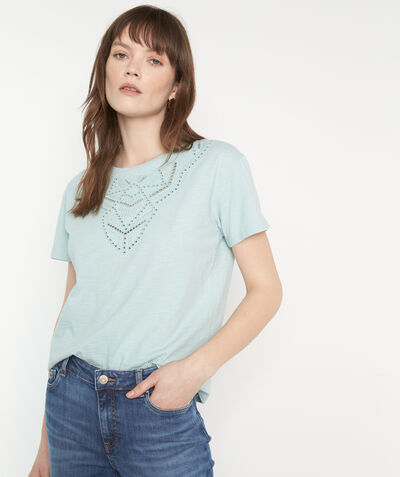 Mala mint embroidered cotton T-shirt.  PhotoZ | 1-2-3