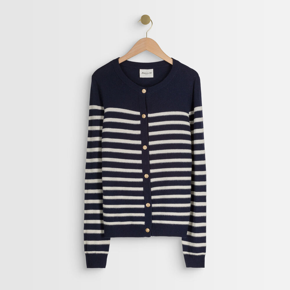 Aaron striped cardigan marine.