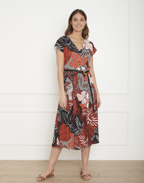 Ludmilla mahogany print belted dress | 1-2-3 Ludmilla mahogany print belted dress PhotoZ | 1-2-3