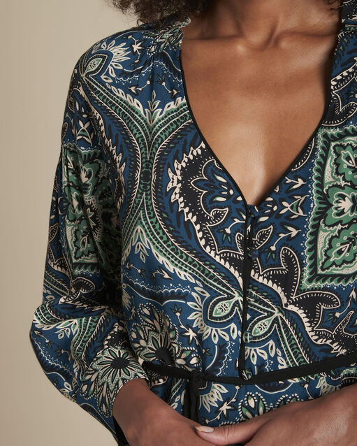 Ida paisley print dress navy.