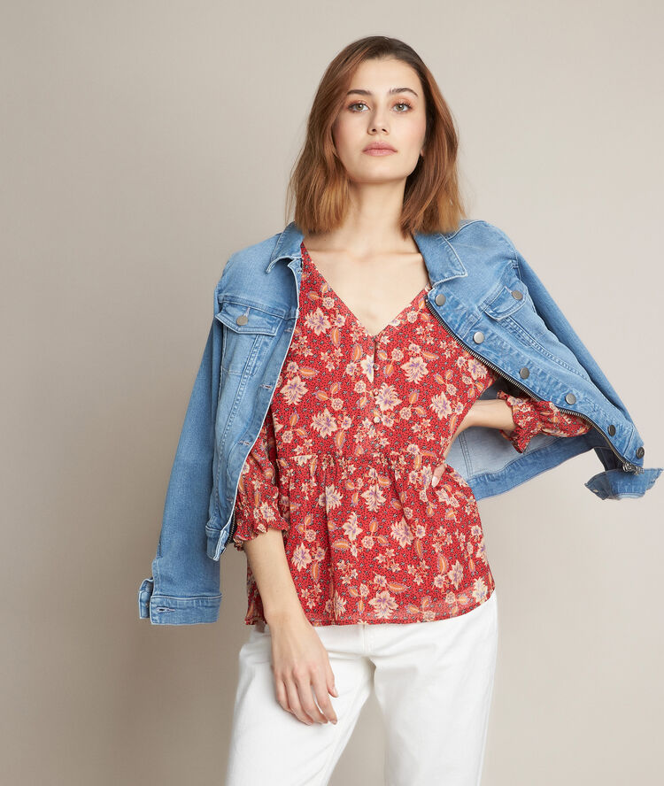 Ezira printed blouse lagoon.