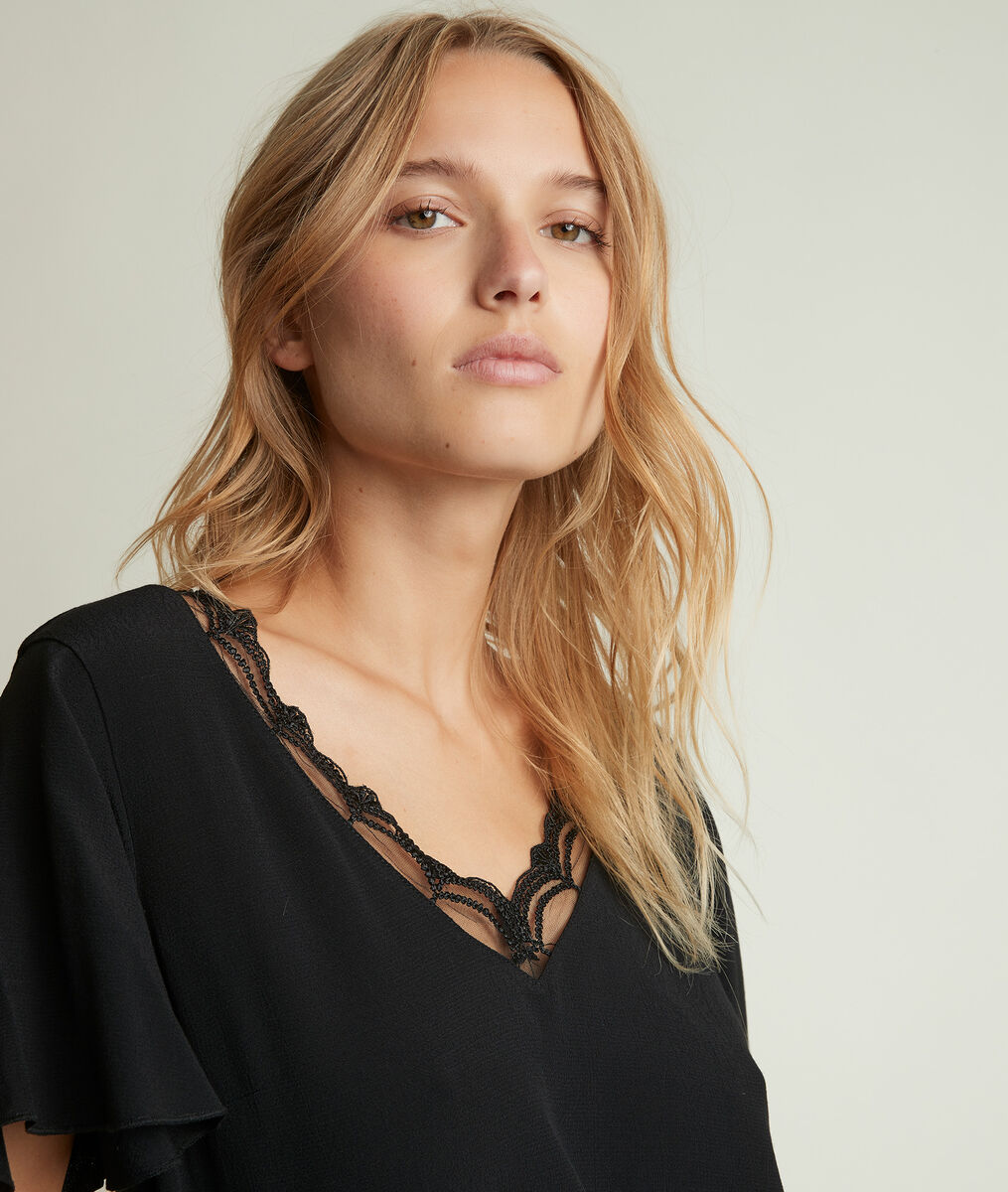 Divine dual-fabric black top | 1-2-3 Divine dual-fabric black top PhotoZ | 1-2-3