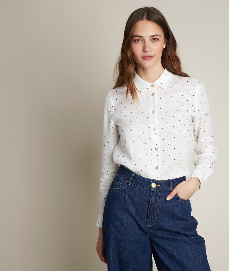 Eloi polka dot linen shirt blackcurrant.