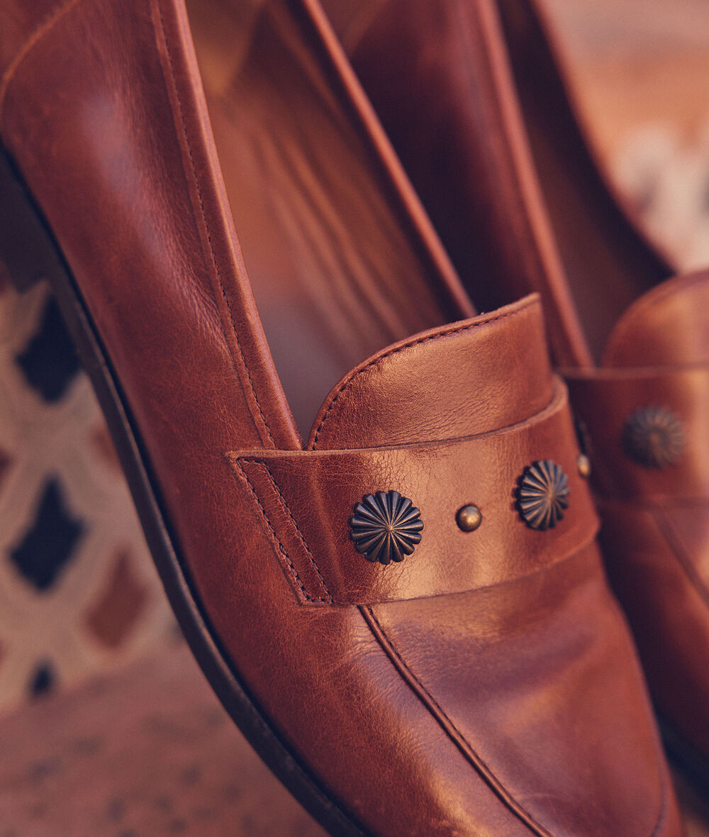 Nadja Brown Studded Leather Loafers PhotoZ | 1-2-3