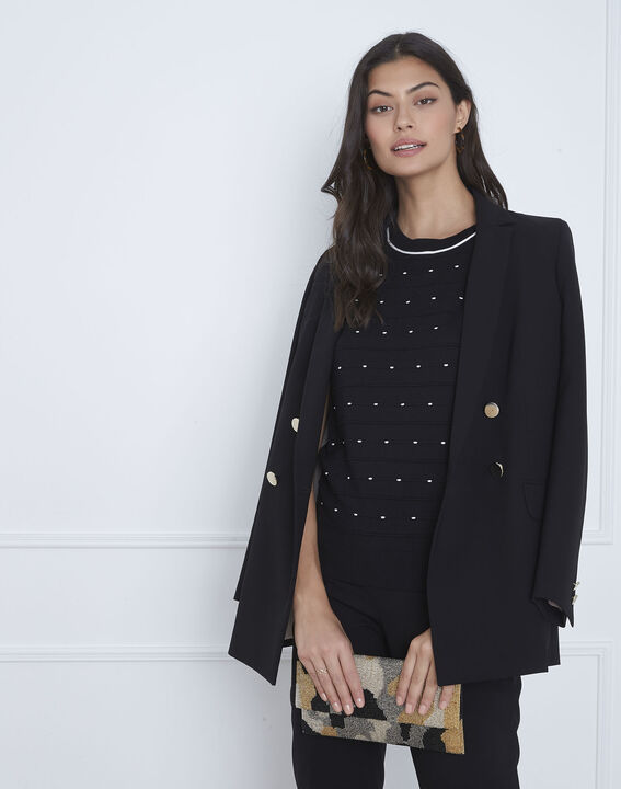 Arles black relief knit pullover | 1-2-3 Arles black relief knit pullover PhotoZ | 1-2-3