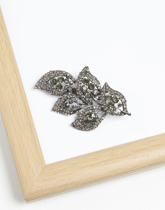 Xelia leaf brooch with black stones | 1-2-3 Xelia leaf brooch with black stones PhotoZ | 1-2-3
