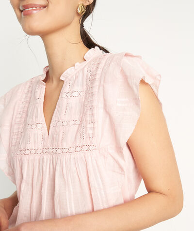 Constance pink cotton sleeveless blouse PhotoZ | 1-2-3