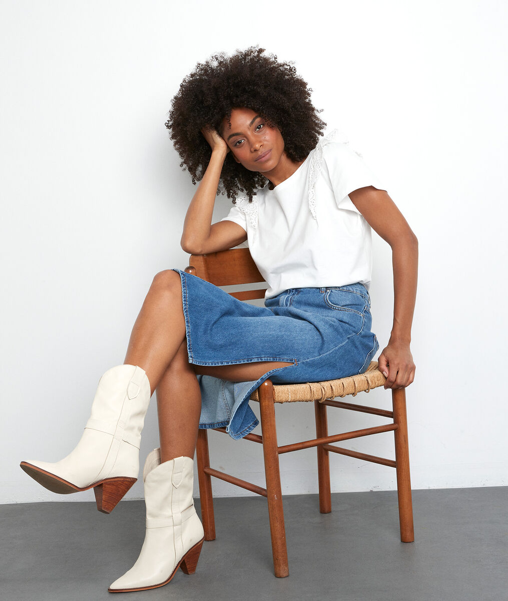 Erva denim cotton skirt | 1-2-3 Erva denim cotton skirt PhotoZ | 1-2-3