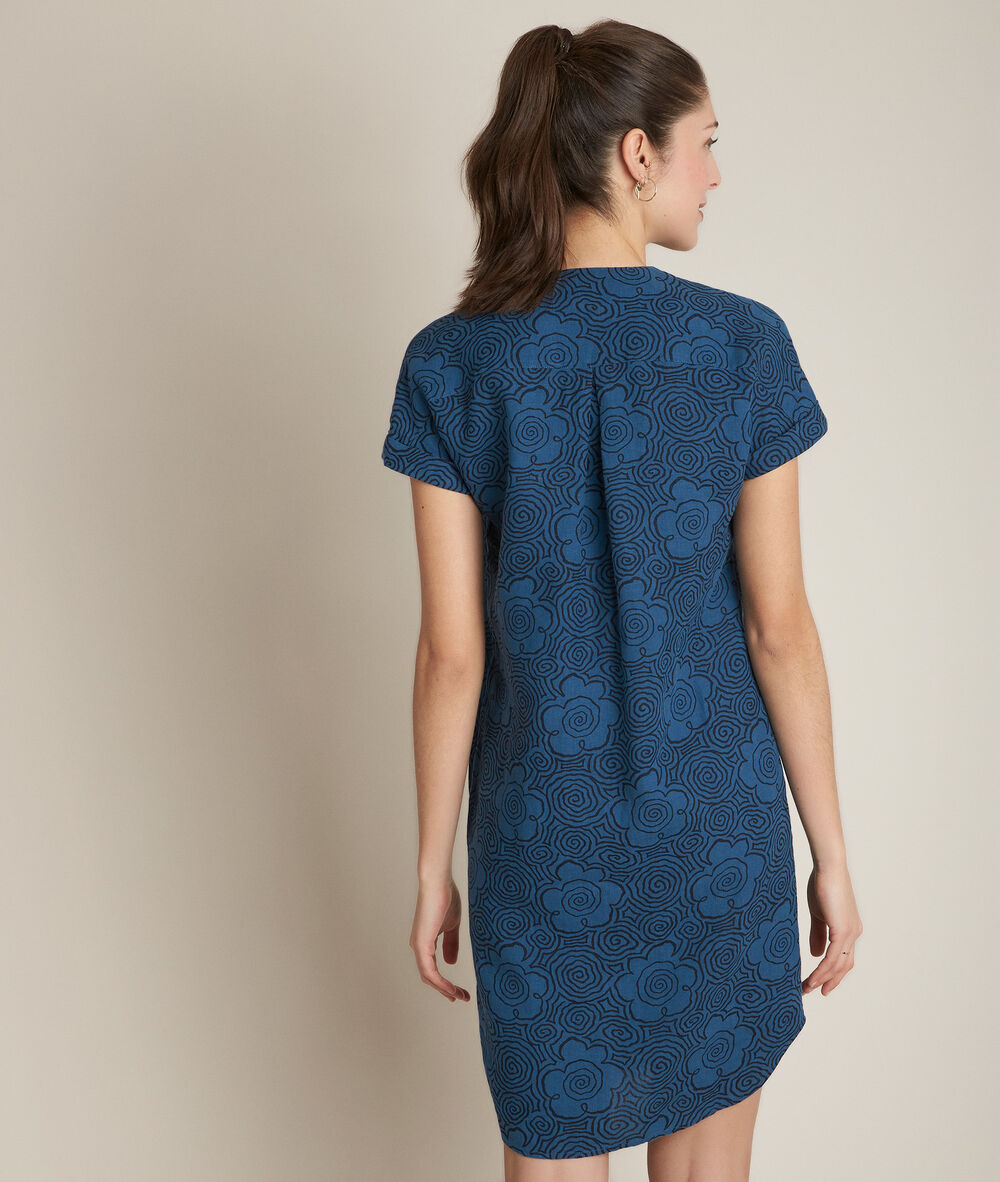 Christina printed linen dress pearly white.