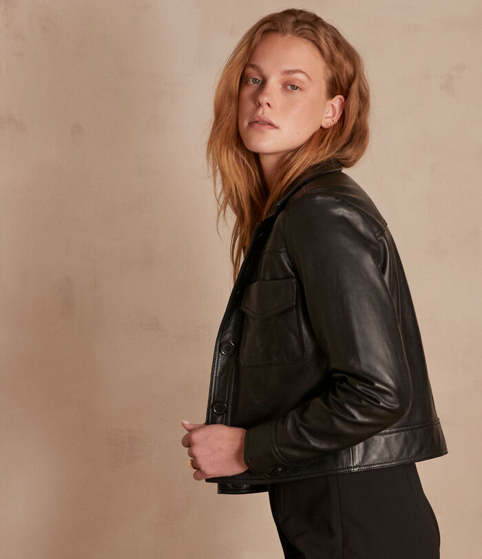 Donna short black leather jacket PhotoZ | 1-2-3