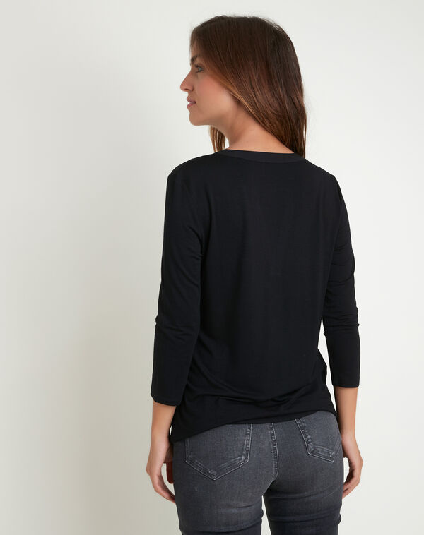 Genna black bi-material blouse black.