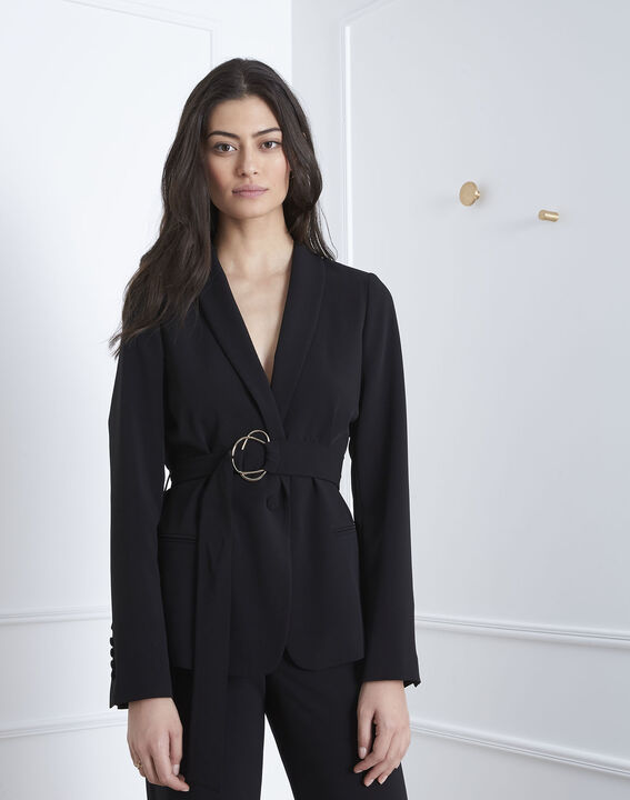 Fanny black jacket with golden belt | 1-2-3 Fanny black jacket with golden belt PhotoZ | 1-2-3