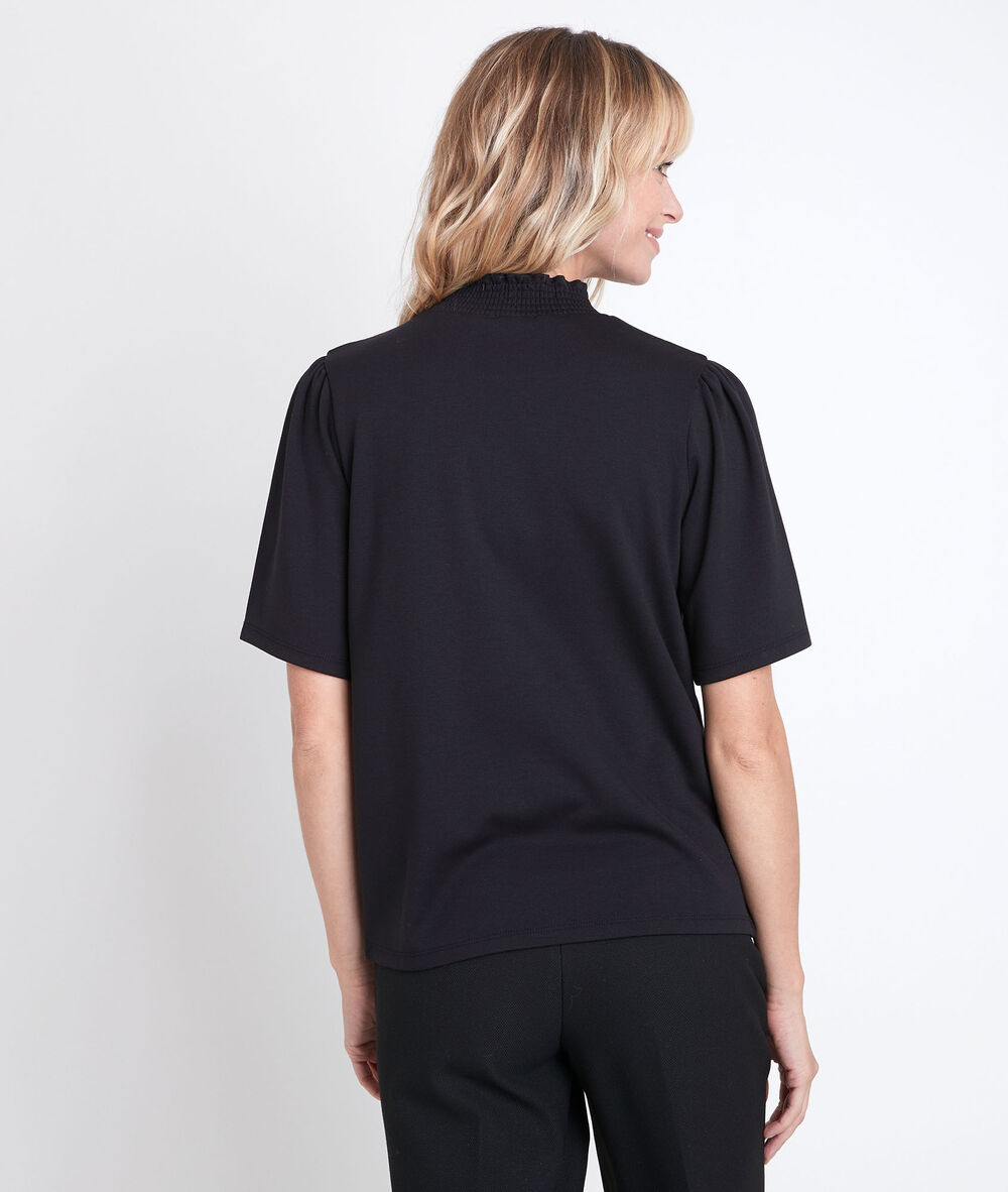 Dolce black smocked collar top noir.