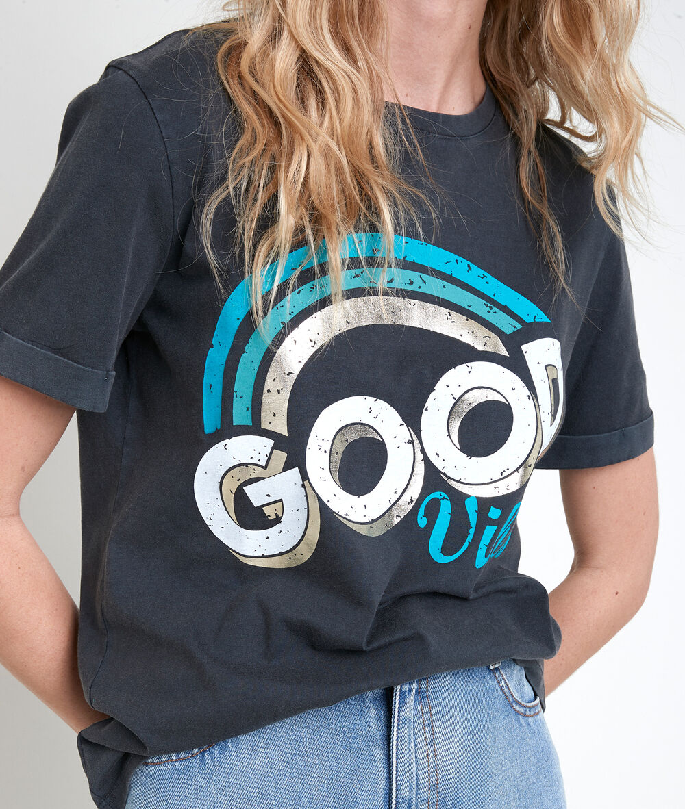 Irock grey screen-print t-shirt anthracite.