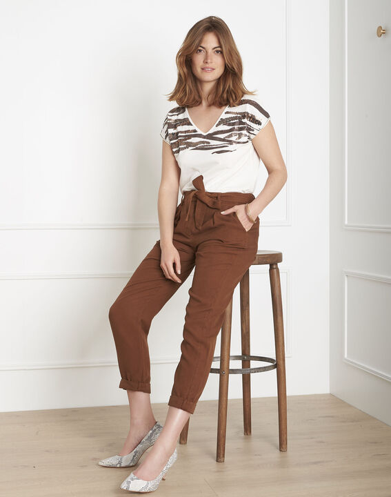 Geode fluid brown belted trousers | 1-2-3 Geode fluid brown belted trousers PhotoZ | 1-2-3