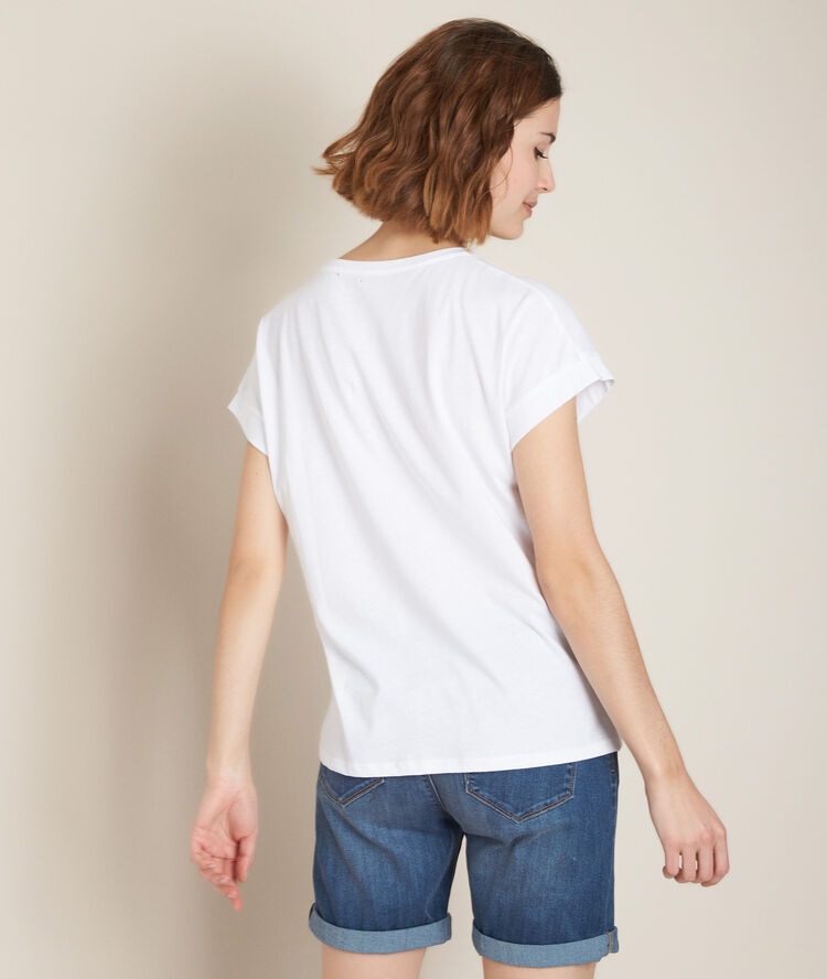 Rozen embroidered t-shirt ecru.