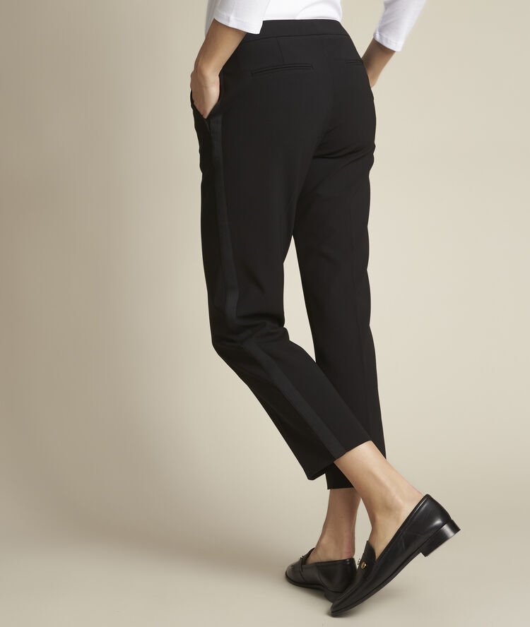 Suzanne sky-blue microfibre cigarette trousers black.