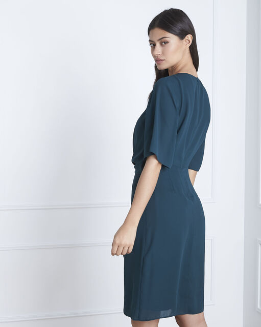 Hermine dark green draped dress dark teal.