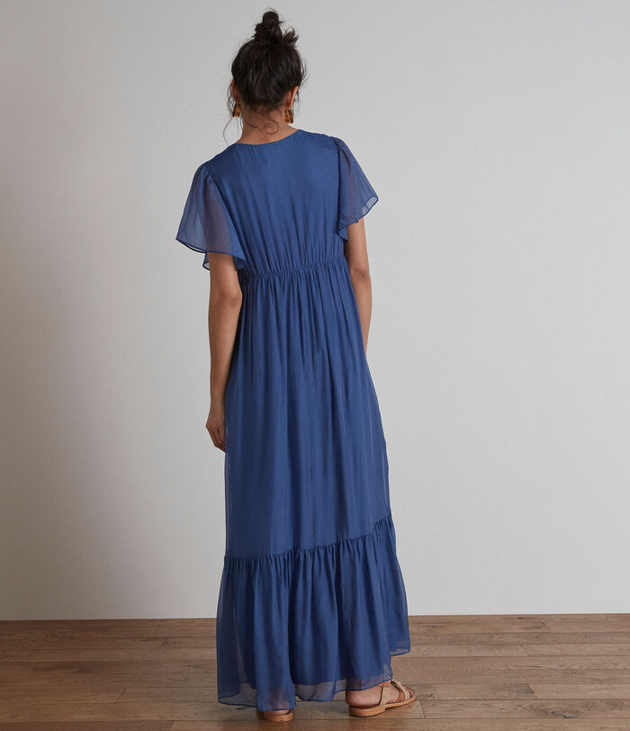 Gretel blue silk maxi dress PhotoZ | 1-2-3