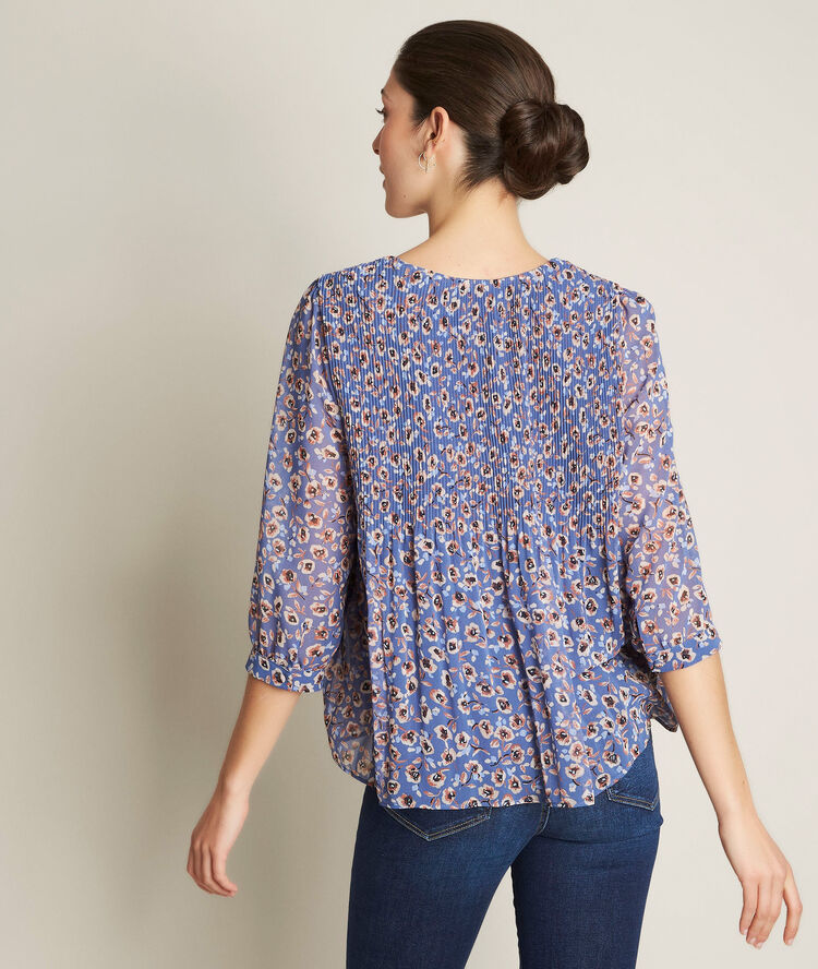 Eva pleated printed blouse cloud.