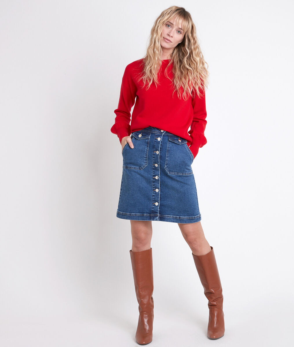 Ambre denim buttoned skirt | 1-2-3 Ambre denim buttoned skirt PhotoZ | 1-2-3