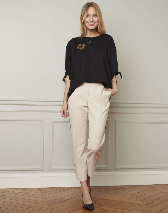 Suzanne cream trousers with a black microfibre band | 1-2-3 Suzanne cream trousers with a black microfibre band PhotoZ | 1-2-3