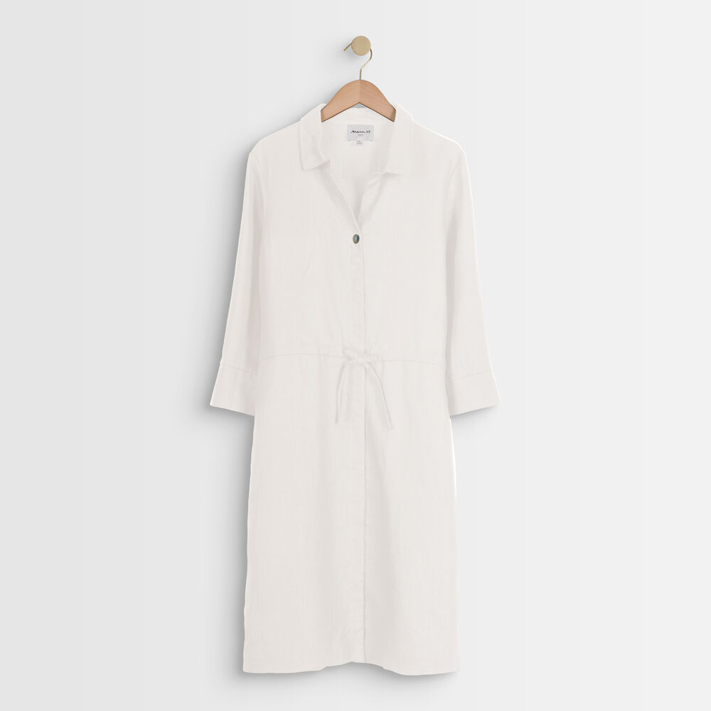 Luna vanilla certified linen shirt dress vanille.