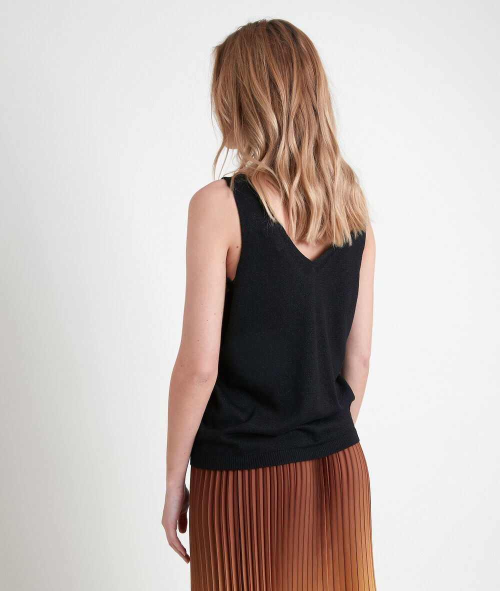 Alizee black knitted vest top noir.