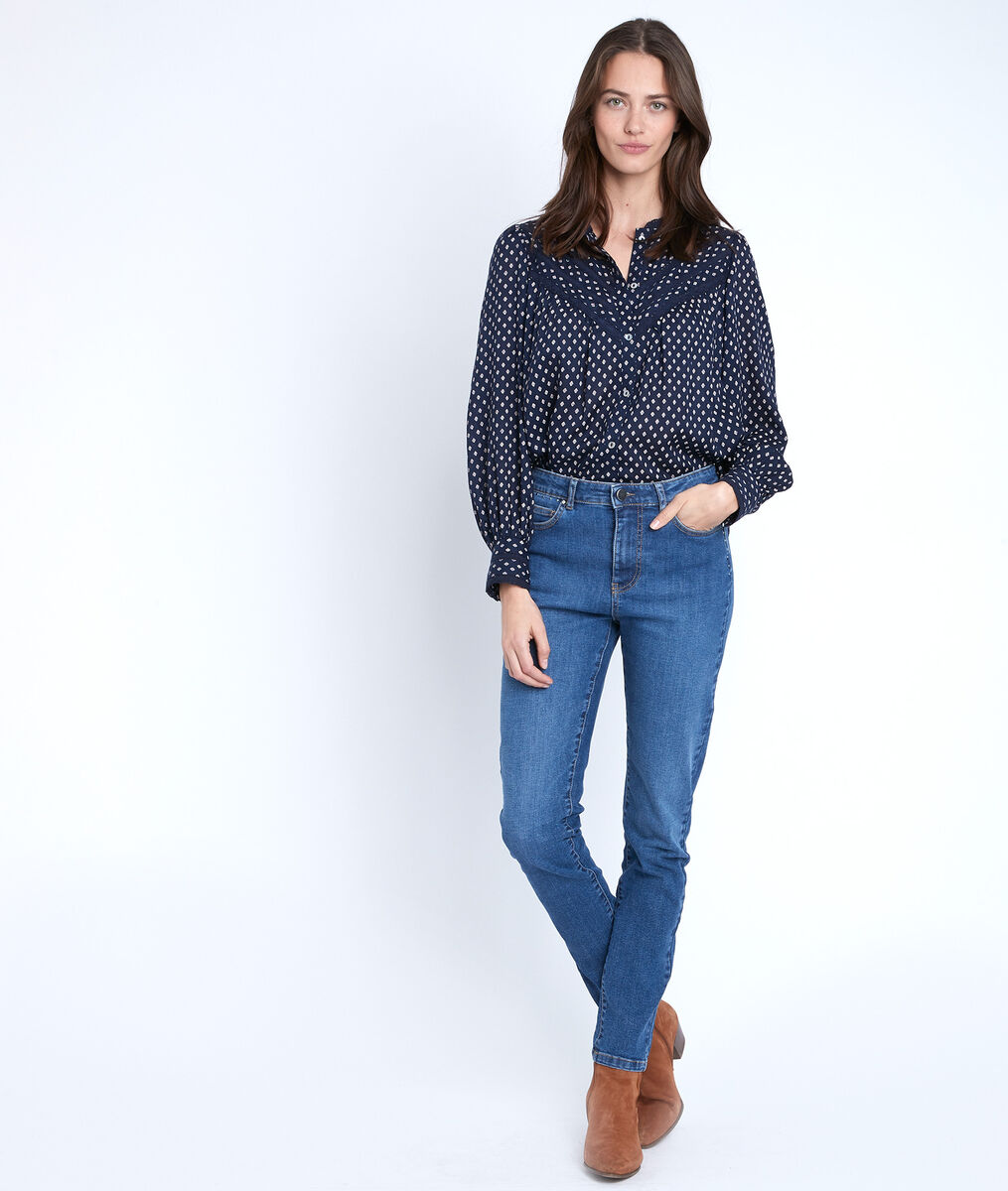 Tomy navy printed blouse | 1-2-3 Tomy navy printed blouse PhotoZ | 1-2-3
