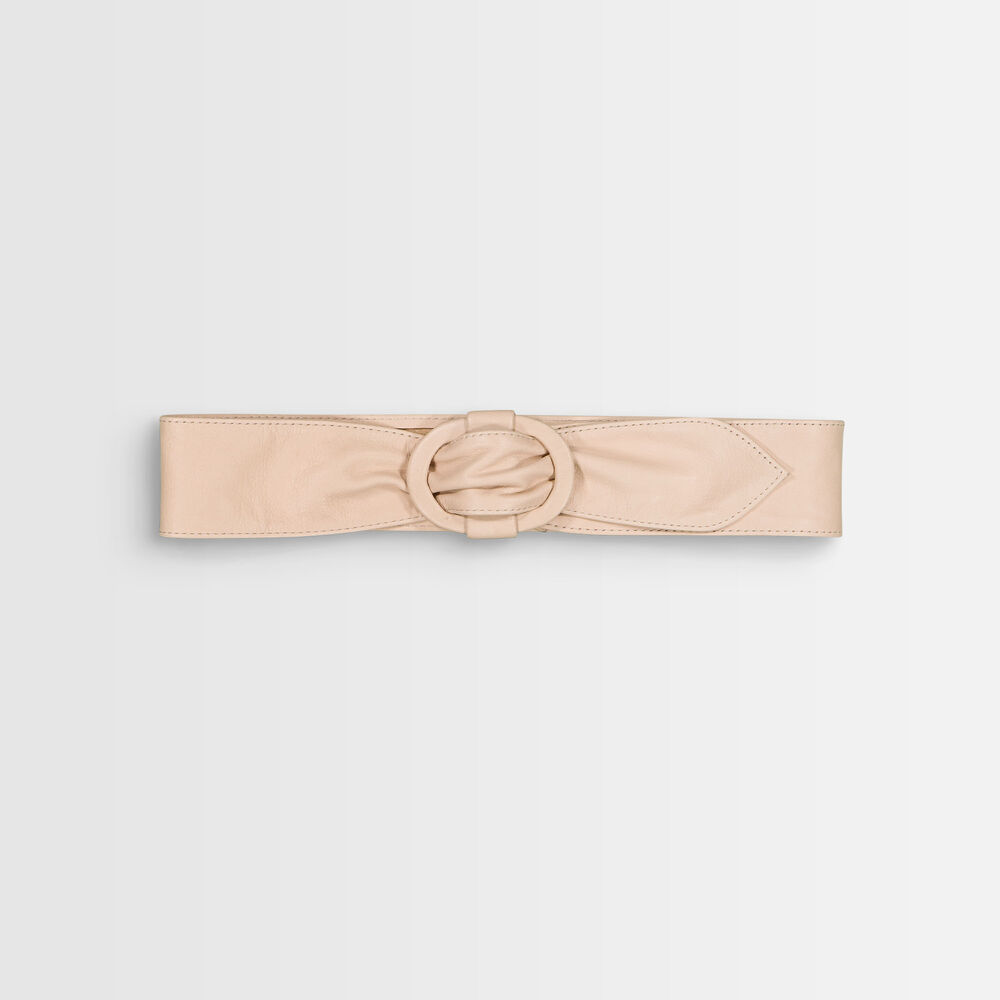 Elya wide cream leather belt creme.